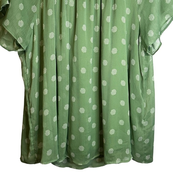 Lauren Conrad LC Green Shirred Top #99336 Circles Lined Polyester Tie Back 3X - Picture 4 of 11